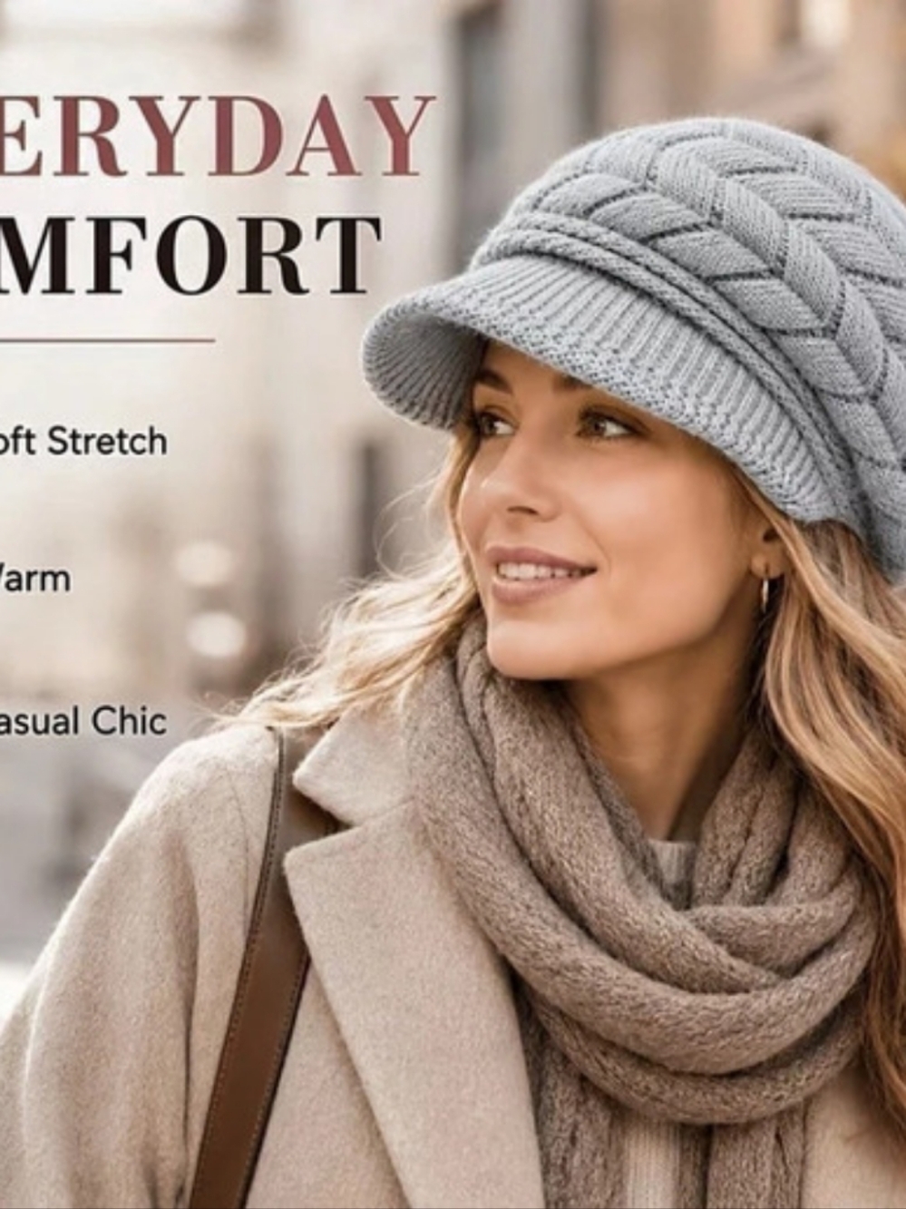 Knit Visor Hat in Gray New